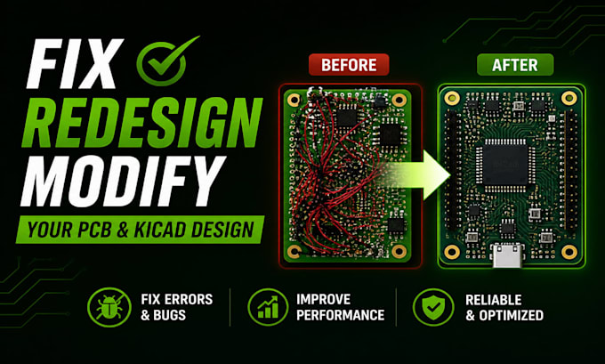 fix, redesign, or modify your pcb and kicad circuit design