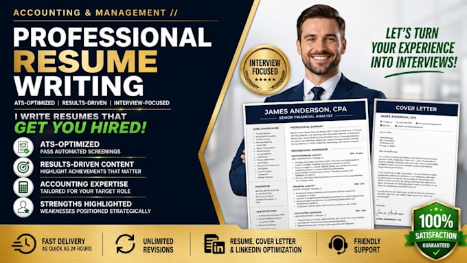 write a financial banking accounting investment marketing management ats resume