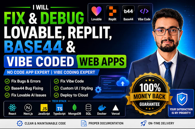 fix debug lovable replit base44 and vibe coded web apps