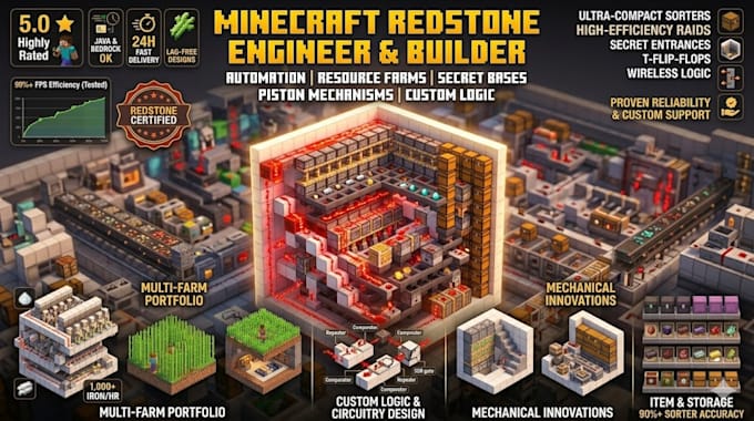 teach you minecraft redstone from basic to advanced and troubleshoot problems