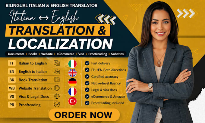 translate english to italian localize website content or document professionally