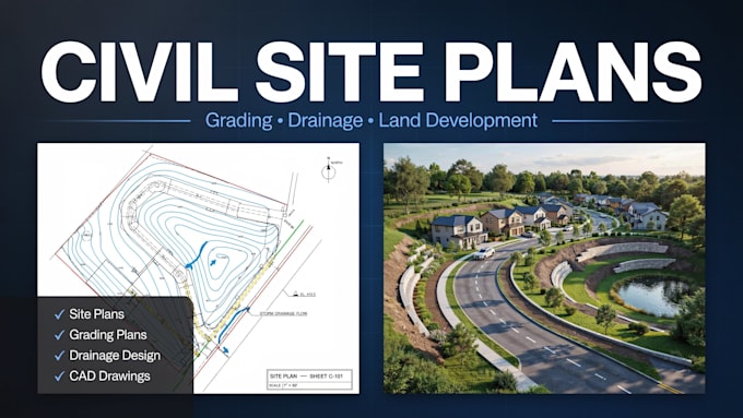 create civil site plans, grading plans, drainage plans and permit drawings
