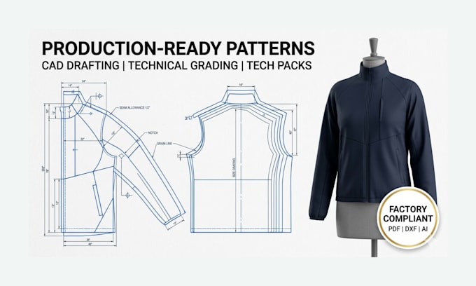 develop production ready sewing patterns, size grading for your apparel brand