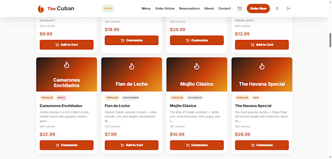 provide a complete restaurant web app with online ordering and admin panel