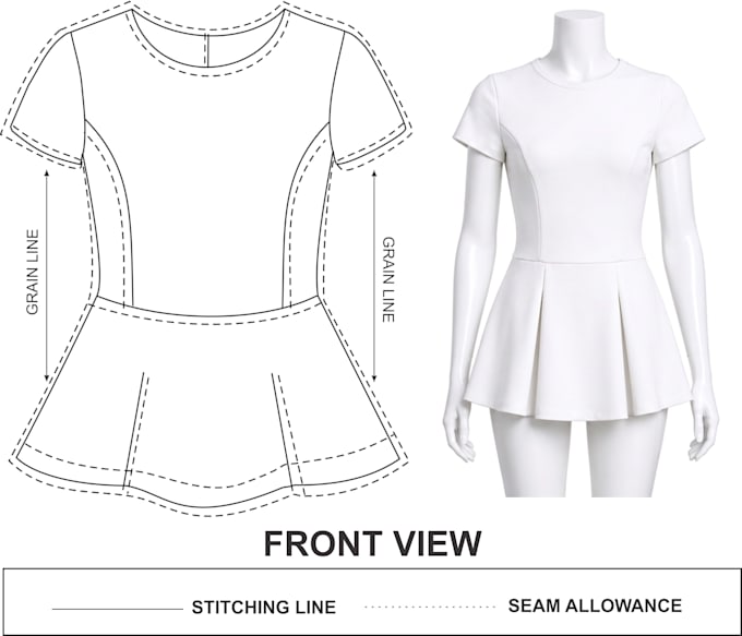 create production ready fashion tech pack and flat sketch
