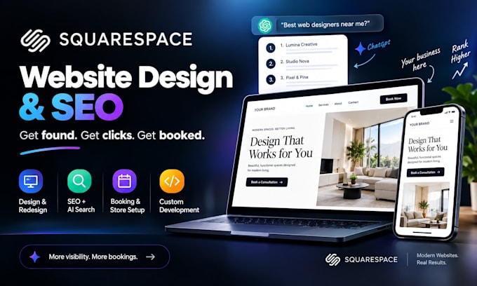 build squarespace website design squarespace redesign showit website development