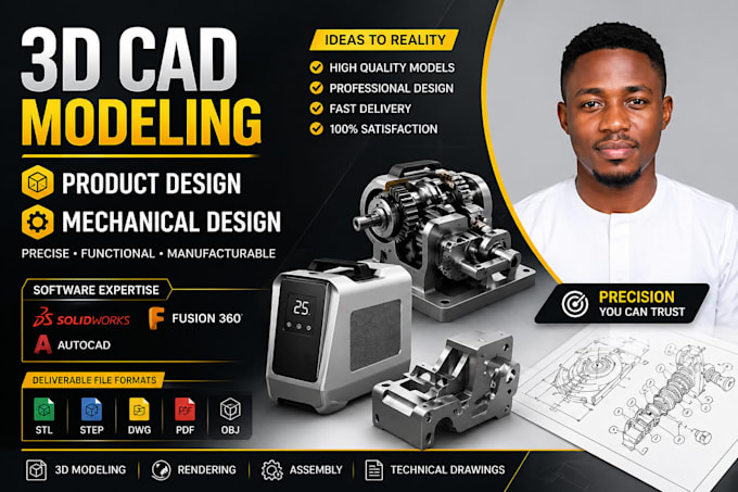 Do 3d cad modeling, product design, mechanical design with stl, step ...