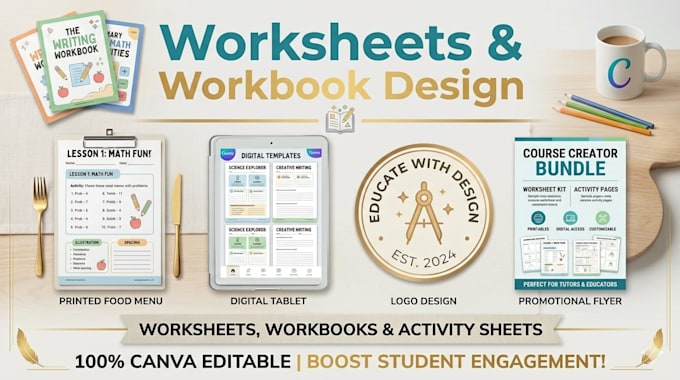 design canva worksheet, activity sheet, workbook, educational templates, posters