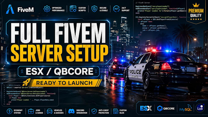 build a complete fivem rp server with esx, qbcore or qbox