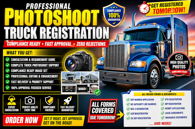 photoshoot truck registration for fast approval docs