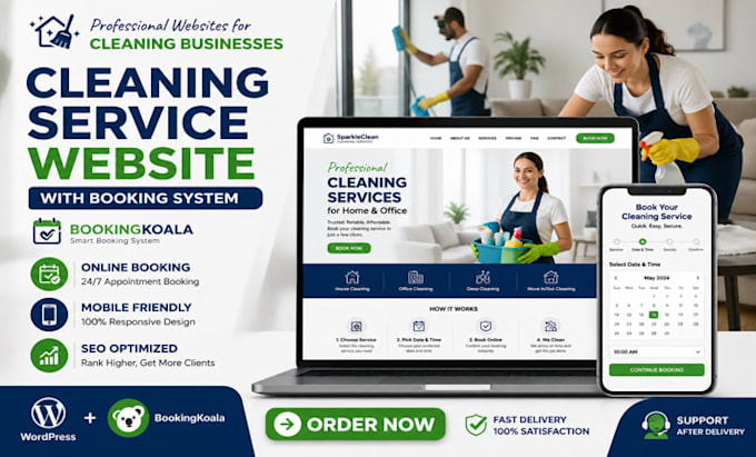 design cleaning service website with bookingkoala for home