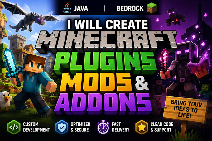 create minecraft plugins minecraft mod for java or bedrock addons