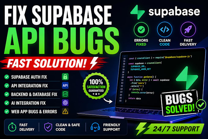 fix supabase errors, API bugs, and ai integration issues fast