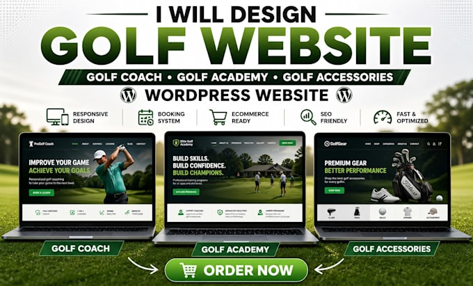design golf website golf coach golf academy golf accessories wordpress website