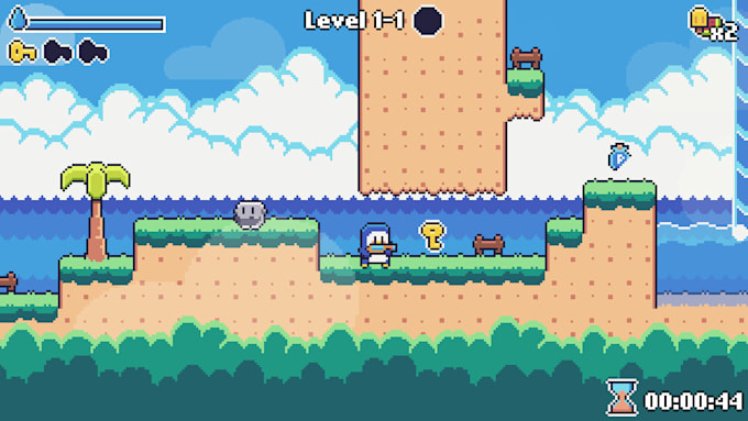 develop a simple 2d game, pixel art game, top down game in unity