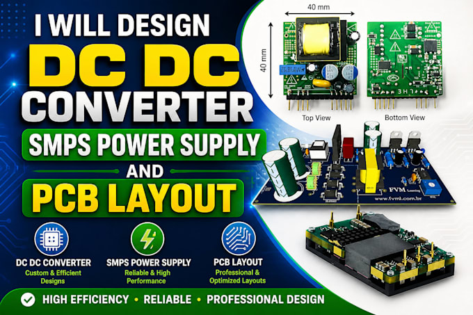 Design de conversor dc dc, fonte de alimentação smps e layout de pcb