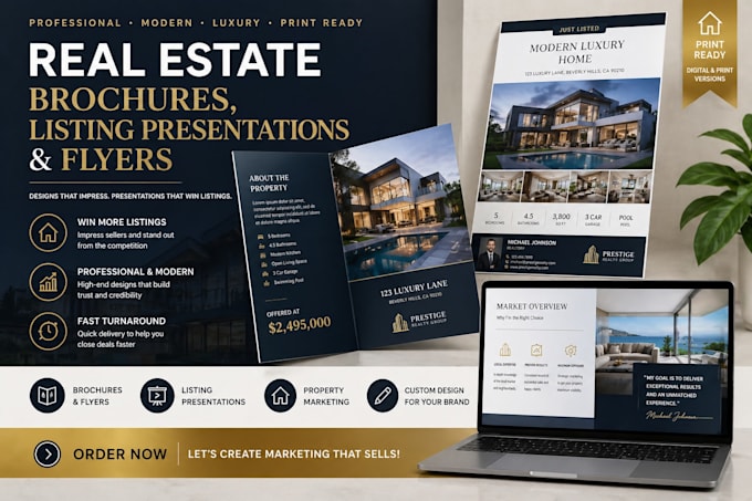 design real estate brochures, property flyers listing, flyer design, post design