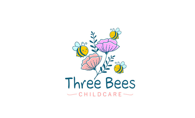 design a fun three bees logo for a new childcare centre