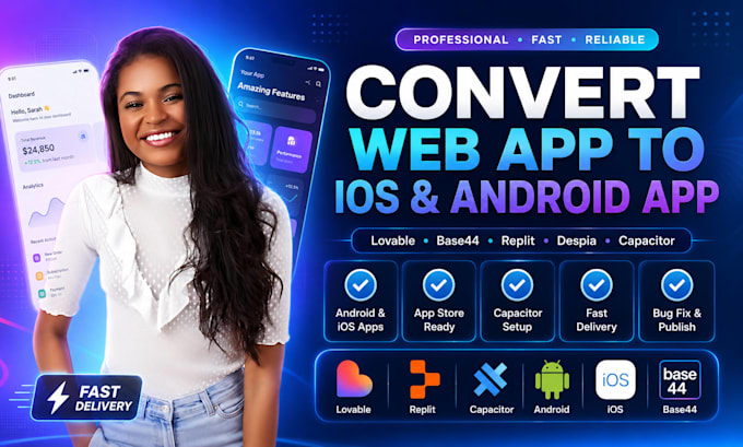 convert lovable base44 replit website webapp to ios android app despia capacitor