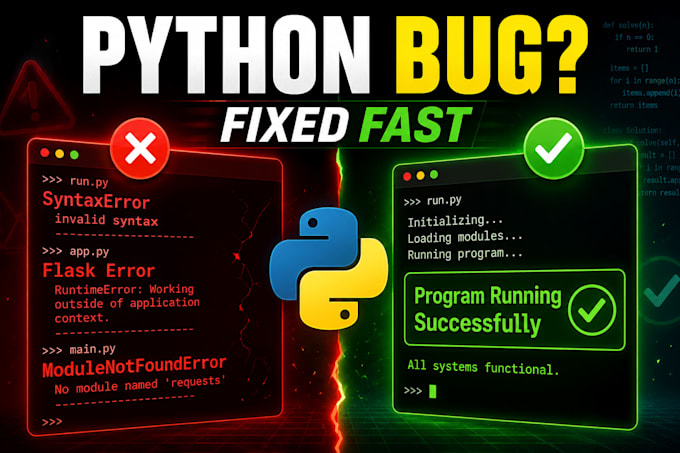 fix python bugs, flask errors and broken scripts fast