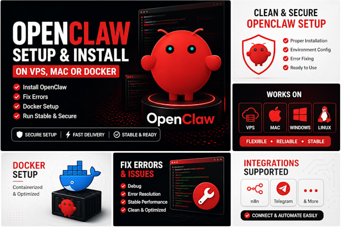 install, setup and fix openclaw on vps, mac or docker
