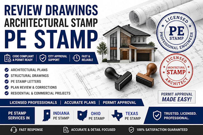 review draw architectural stamp pe stamp indiana pe stamp ohio pe stamp texas