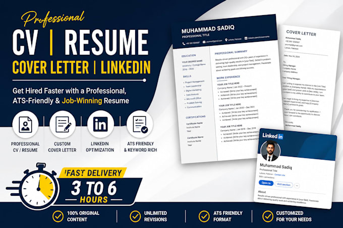 write professional cv resume build cover letter optimize linkedin create design