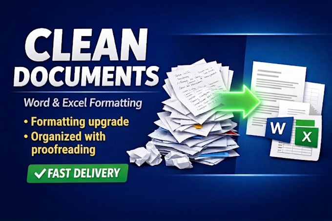 do ms word formatting, cleaning and document typing