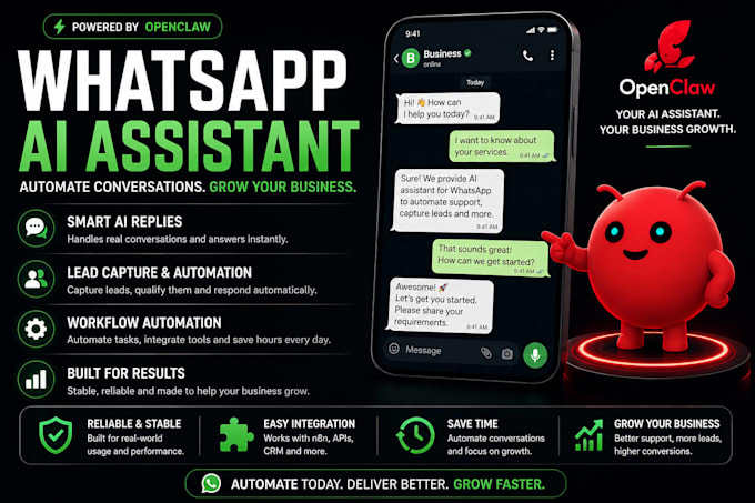 build openclaw whatsapp ai assistant for support, automation