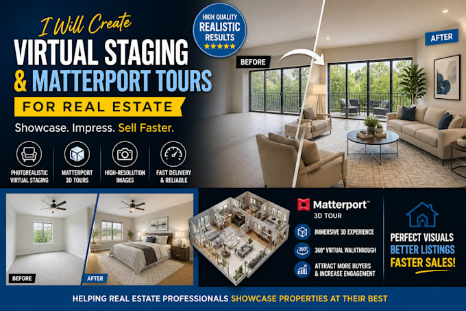 create virtual staging and matterport tours for real rstate