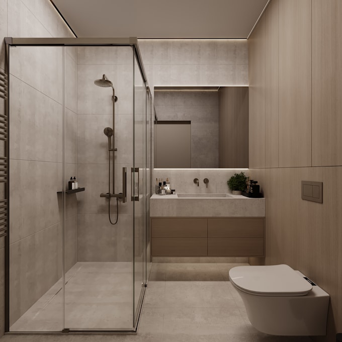 design your small bathroom layout and 3d visualization