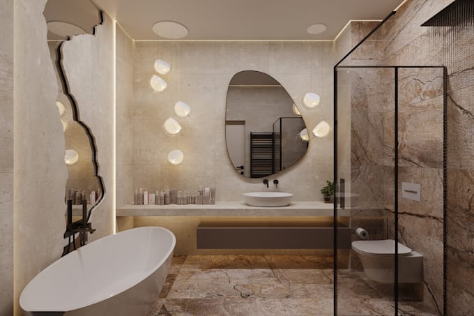 design your bathroom interior with realistic 3d rendering