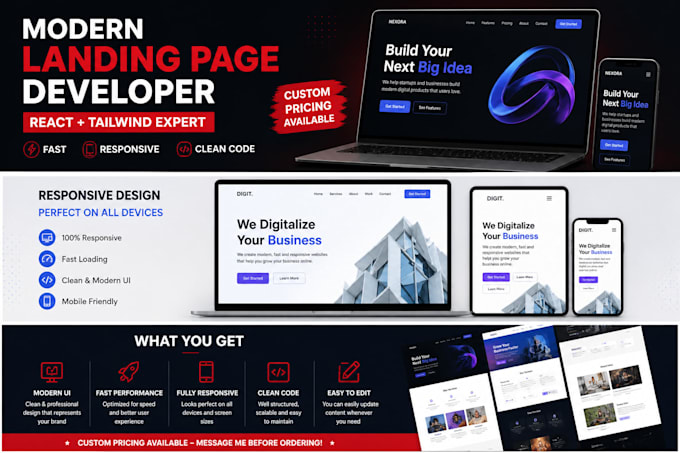 Build a fast modern landing page using react and tailwind by ...