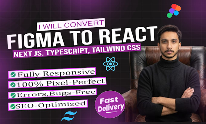 convert figma to react, figma to next js, figma to tailwind css or bootstrap