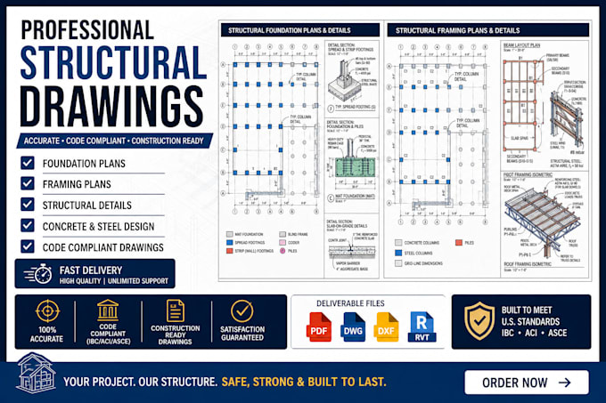 create structural drawings for building approval USA foundation and framing plan