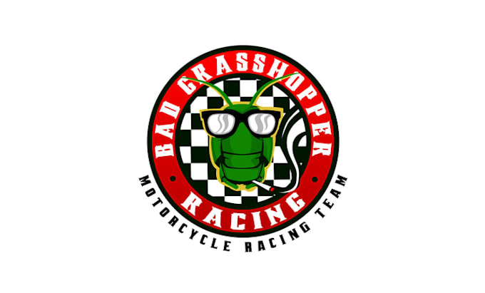 design mascot bad grasshopper racing logo