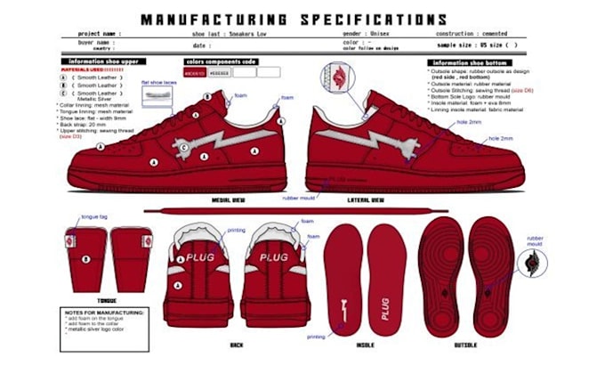 design custom sneakers shoes, heels, loafers, boot tech pack