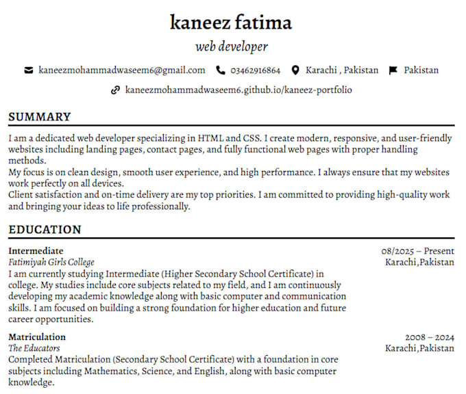 create modern resume CV design for job applications