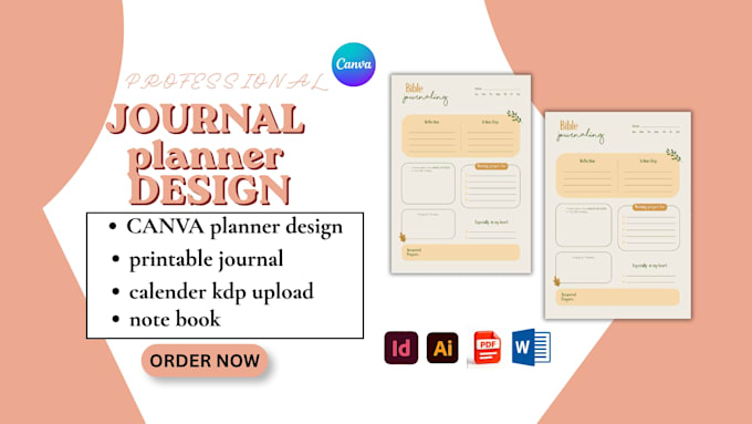 design canva digital planner, printable journal, calender kdp upload, workbook