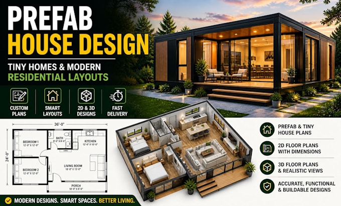 design prefab house plans, modular tiny homes and modern residential layouts