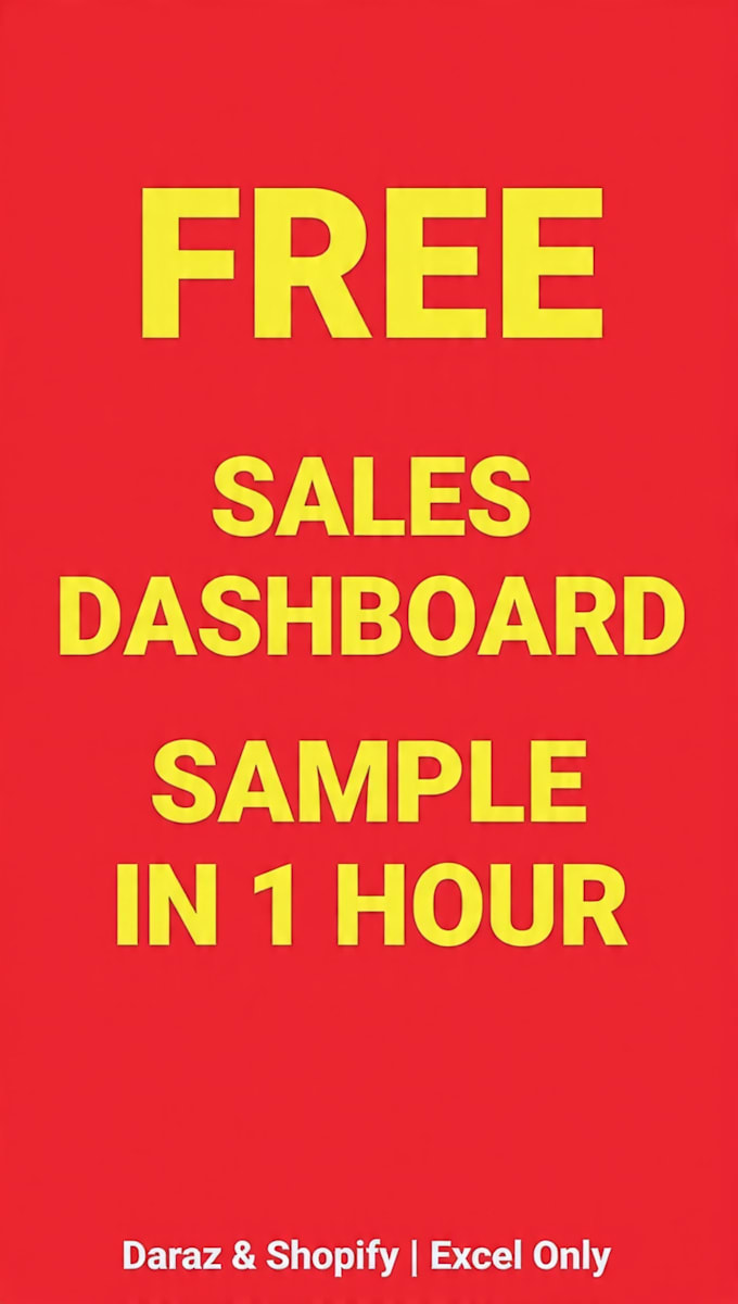 free sample make shopify daraz sales dashboard in 1 hour excel