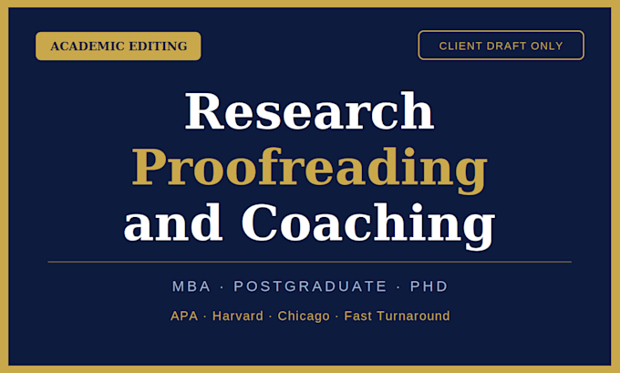 academic research proposal coaching and proofreading