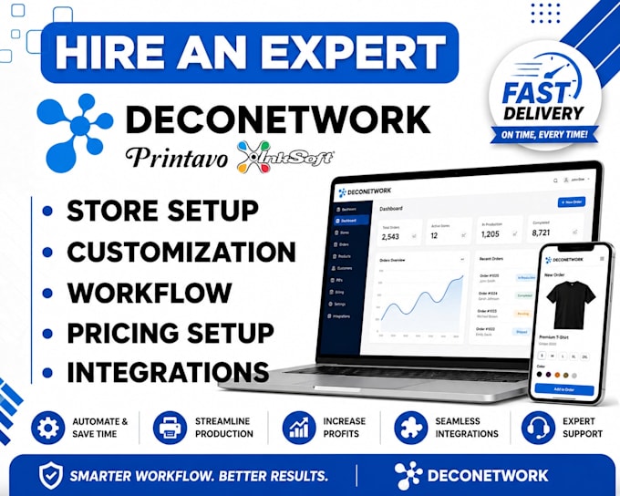 setup and customize your deconetwork, printavo or inksoft