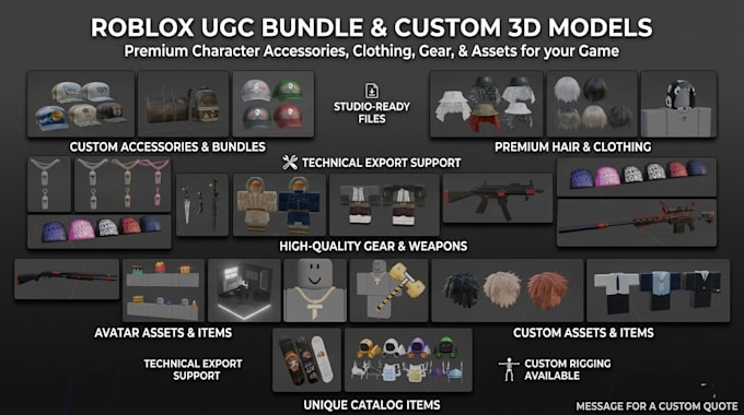 create roblox ugc bundle, dynamic head, rigging and 3d character modelling