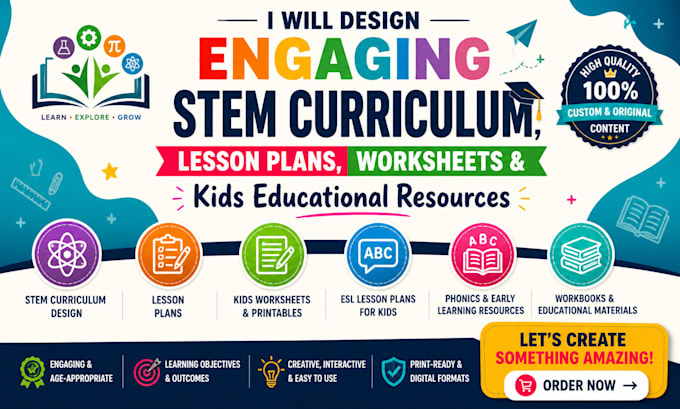 design complete stem curriculum, lesson plans, worksheets, esl phonics resources