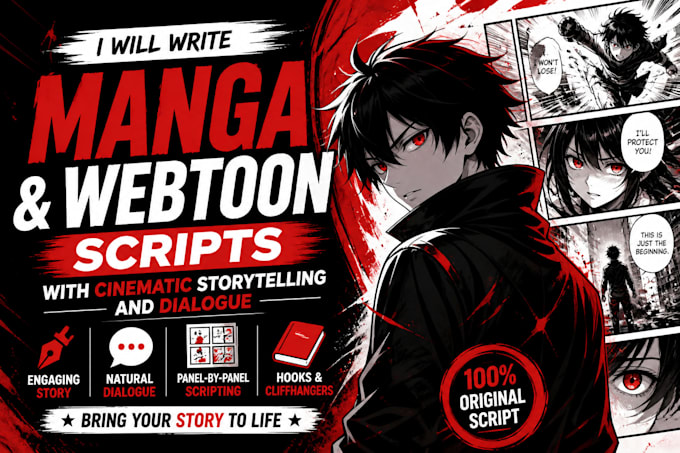 write manga and webtoon scripts with cinematic storytelling and dialogue