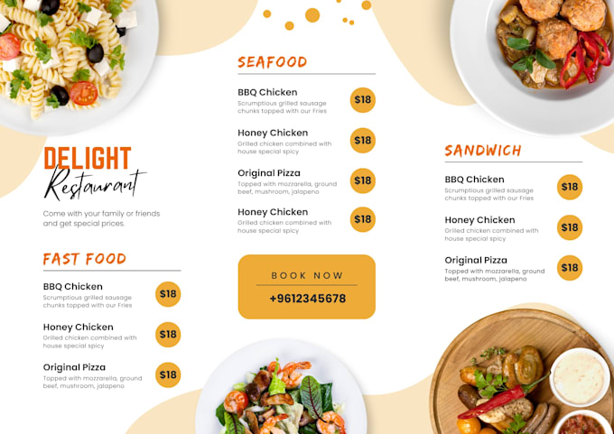 design professional restaurant food menu in canva