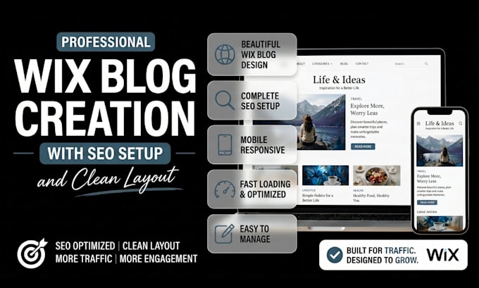 create a wix blog with SEO setup and clean modern layout