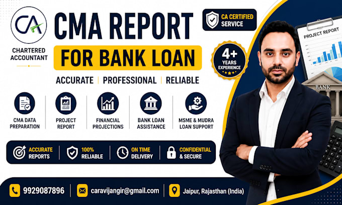 prepare cma data and project report for bank loan approval and consult for ROI