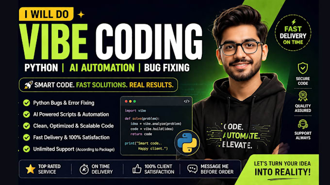 do vibe coding, fix python error, and build ai automation script, chatgpt coding